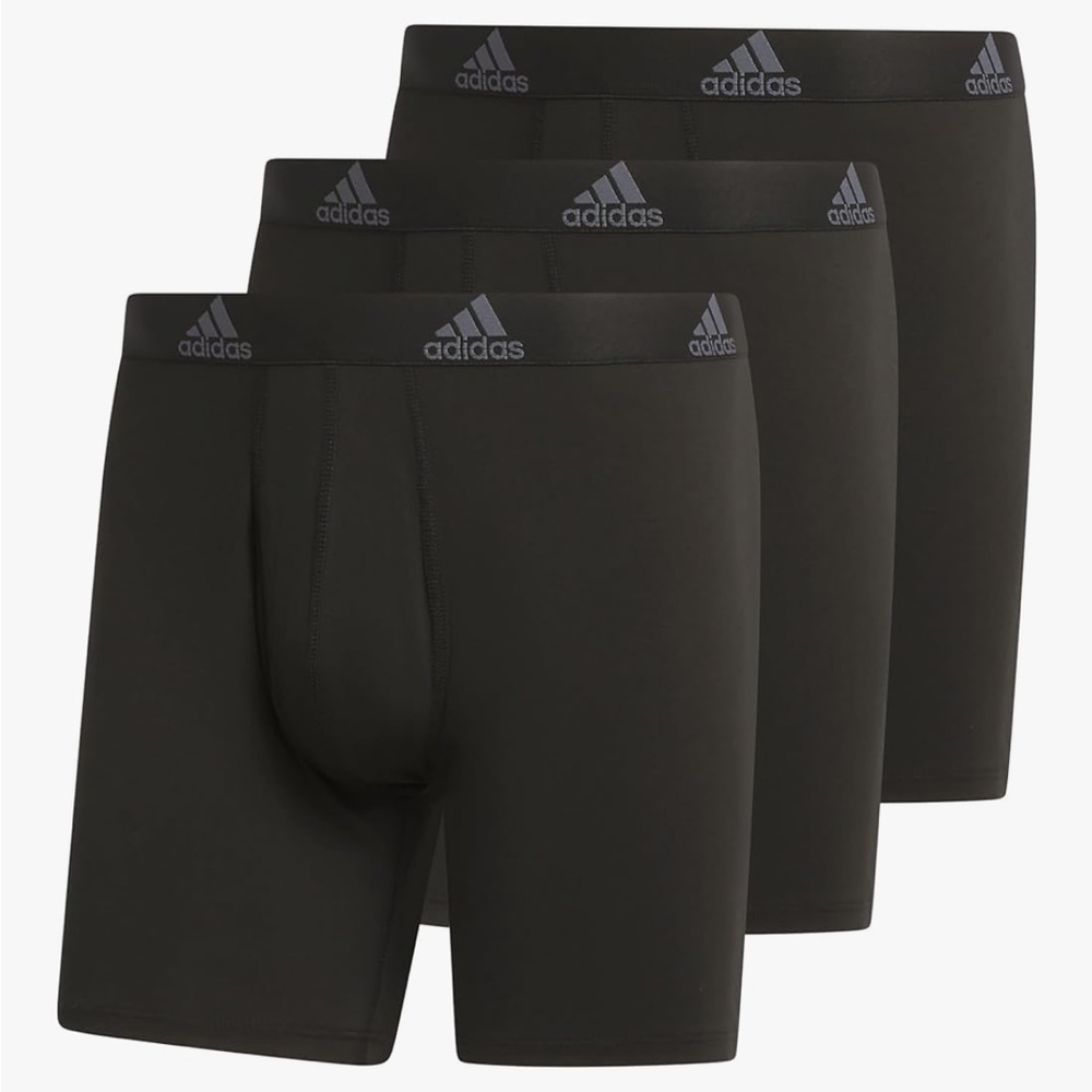 NWT Adidas Black Boxer Briefs 3-Pack Stretchy Athletic Fit
